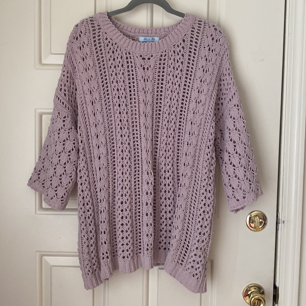 She + Sky Oversized Drop Shoulder Sweater